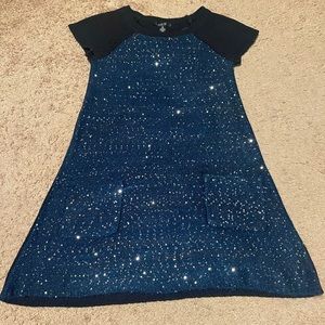 Style & Co. Blue and Black Sparkling Knitted Dress (Great Condition)